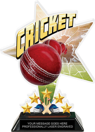 Cricket Shattered Star Colorix Acrylic Trophy- 8.5 inch [TACR85-STR-CRKT-Q]
