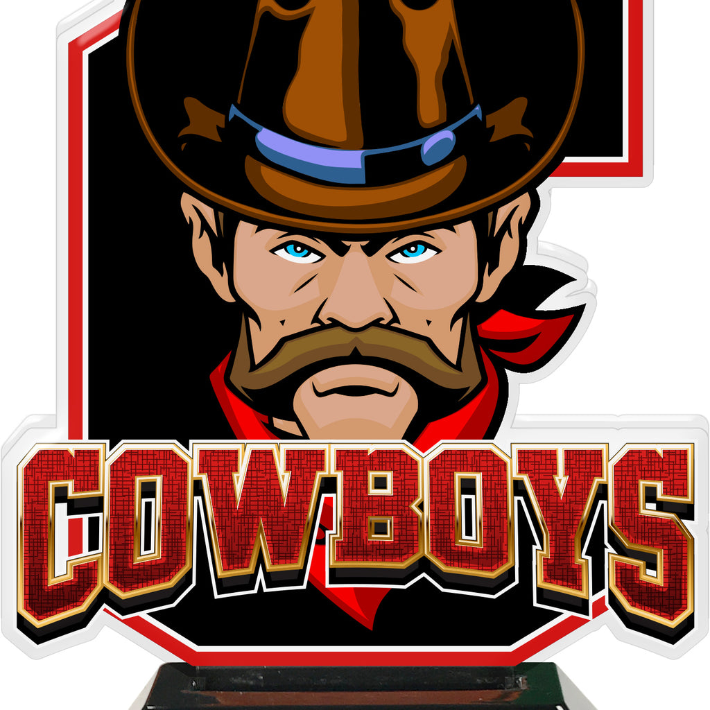 Cowboys Mascot Colorix-T Acrylic Trophies - Red