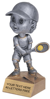 Tennis Bobblehead Jr. Resin Trophy - Male [BHJR-TNM]