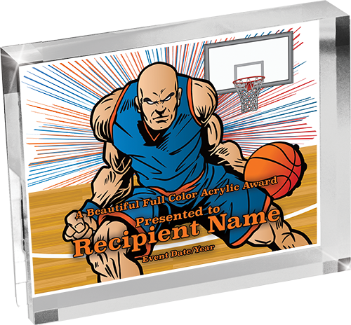 Basketball Horizontal Vibrix Acrylic Award [A43BH-BK]