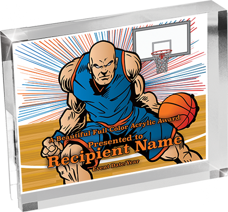 Basketball Horizontal Vibrix Acrylic Award [A43BH-BK]