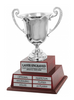 Silver-Plated Italian Metal Perpetual Trophy Cup on Twin Tier Solid Wood Base 21