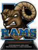 Rams Mascot Colorix-T Acrylic Trophy - 6.25 inch Blue [TACR6-MSCT-RAM-BLU-Q]