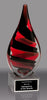 Teardrop Shaped Black & Red Helix Art Glass [AGT285-8]