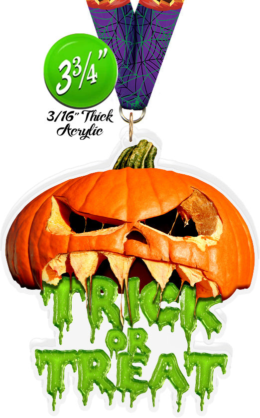 Halloween Jack-O-Lantern Trick or Treat Acrylic Medal -  3.75 inch [MACR375-HLWN-JAKTRT-Q]