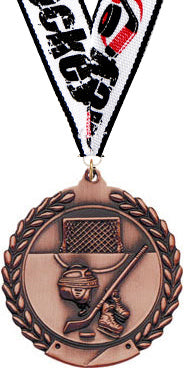 2.75 in Hockey Wreath Framed Medal- Bronze [M311-HK-B]