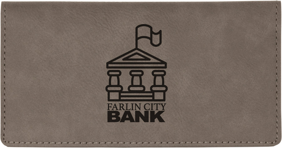 Gray Leatherette Checkbook Cover [CHKJ-325]