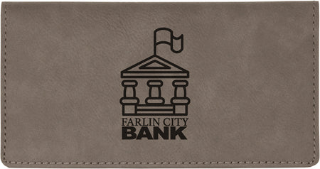 Gray Leatherette Checkbook Cover [CHKJ-325]