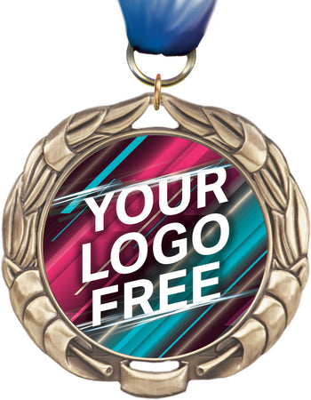 2.75 inch Antique Finish Wreath Custom Insert Medal [MXJ912]