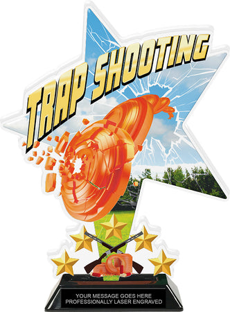 Trap Shooting Shattered Star Colorix Acrylic Trophy- 10 inch [TACR10-STR-TRAP-Q]