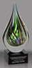 Teardrop-Shaped Art Glass with Sapphire - Bronze & Green Highlights [AGM44]