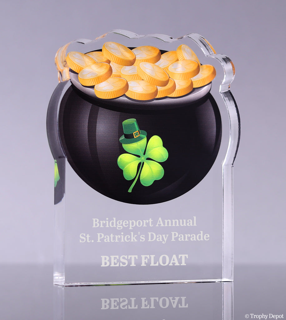St. Patrick's Day Pot of Gold Acrylic Award - 5 inch [ATSTPAT-5]