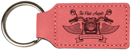 Pink Laserable Leatherette Rectangle Keychain [KCRECT-367]