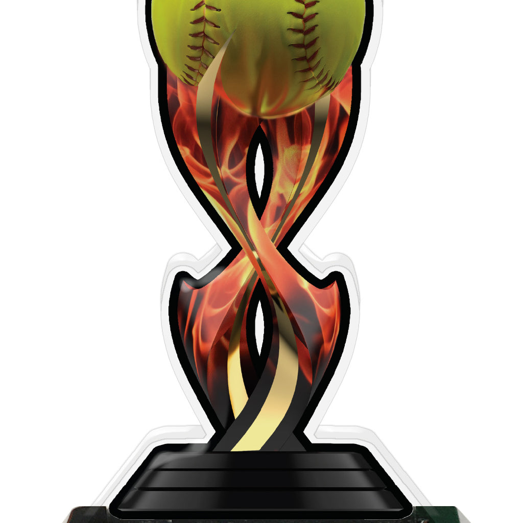 Softball Tribal Flames Colorix-T Acrylic Trophies