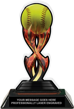 Softball Tribal Flames Colorix Acrylic Trophy- 7 inch [TACR7-TF-SB-Q]
