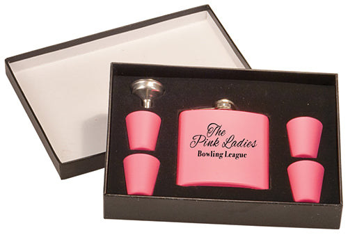 Laserable Flask Gift Set- Matte Pink [FLSKSETJ-661]