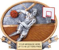 Basketball 3D Full Color Oval Resin Trophy- Male [R3DOM8-BKM]