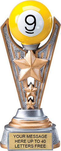 Billiards 9-Ball Triple-Star Victory Resin Trophy [RMV6-BL2]