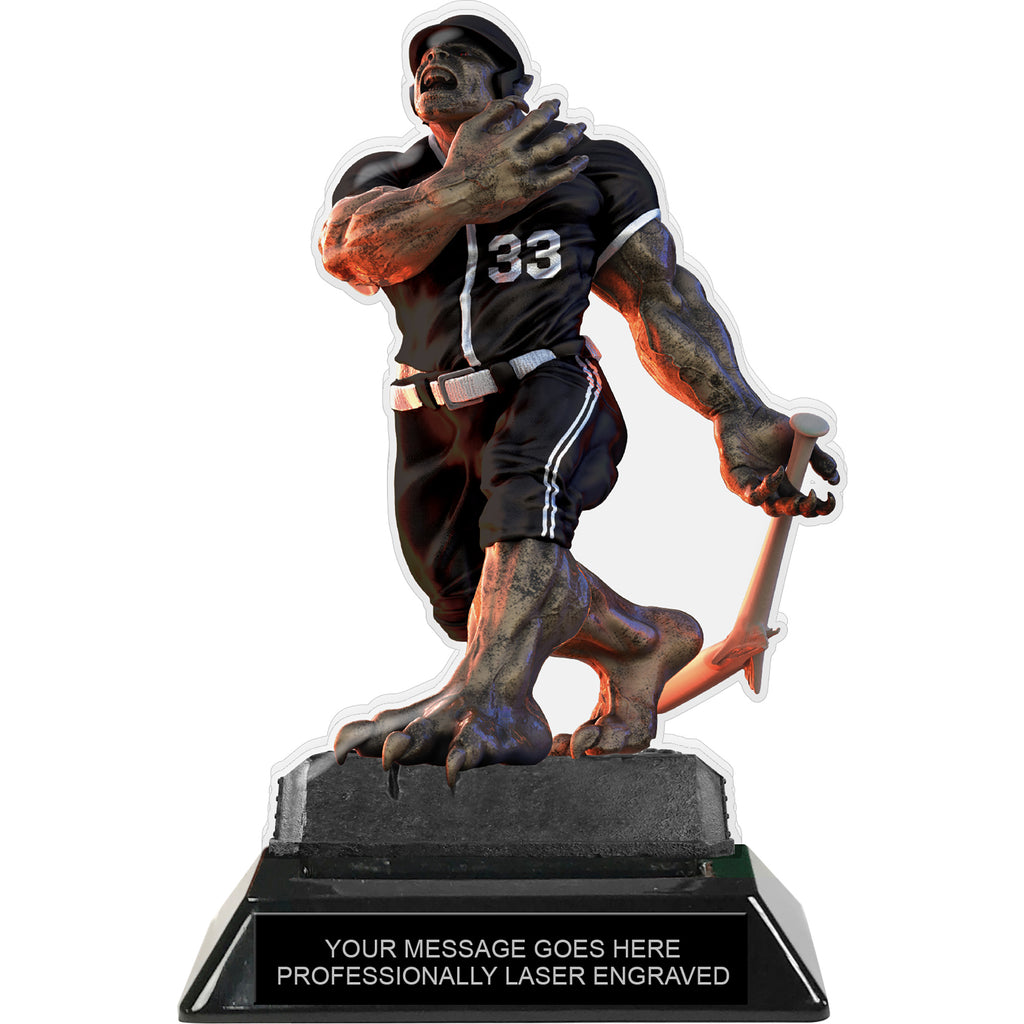 Beast Baseball Choose Your Number Acrylic Trophy - 7 inch Black [TACR7-BST-BS-BLK-Q]