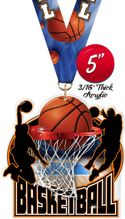 Basketball Colorix-M Acrylic Medal [MACR5-BK-Q]