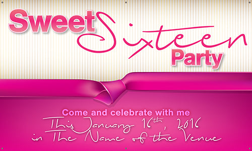 Sweet Sixteen Vinyl Banner- Ribbon Knot [VB-SWTTN-KNT]
