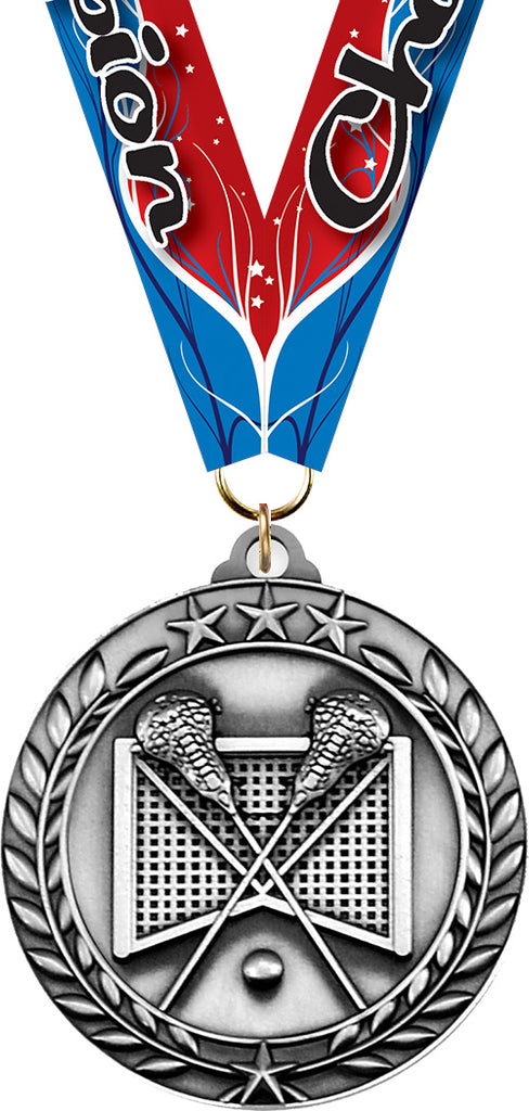 Lacrosse Dimensional Medal- Silver [MSW2-LC-S]