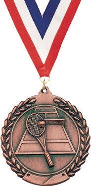 2.75 in Tennis Wreath Framed Medal- Bronze [M311-TN-B]