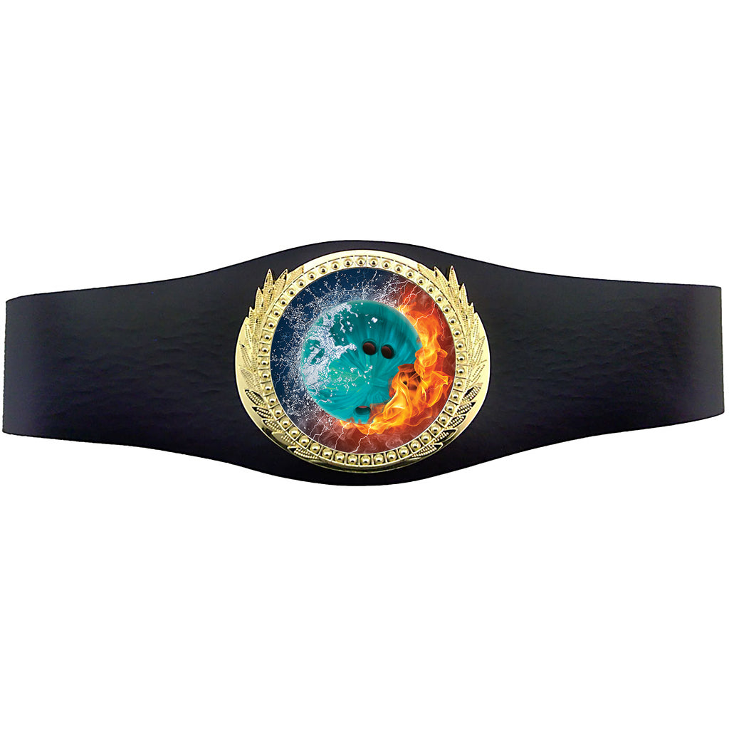 40 inch Bowling Champion Award Belt - Fire & Water [CSAB3-FNW-BW]