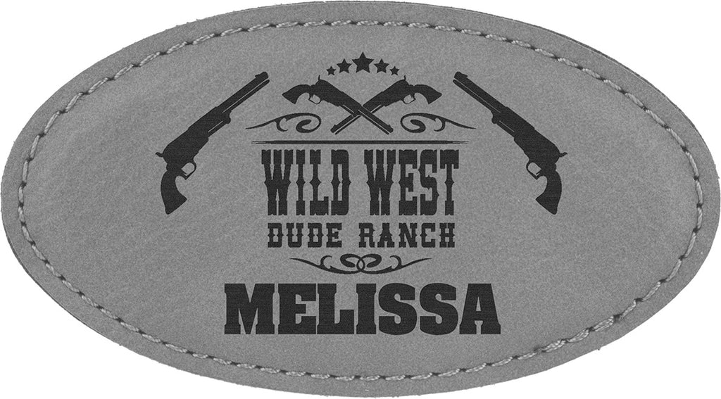 Leatherette Oval Badge - Gray [BJ100-5]