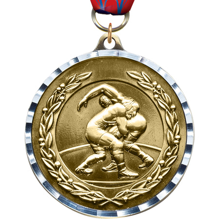 2" Wrestling Diecast Medal with Diamond Cut Border [MM2DC-WS]