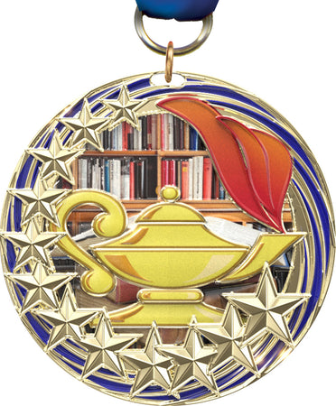 Lamp of Knowledge Blasting Stars Medal - 2.25 inch [MSSB2-KN]