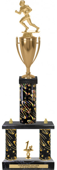 Two-Post Trophy w/ Rectangle/Oval Center Column w/ Cup [T3MC30]