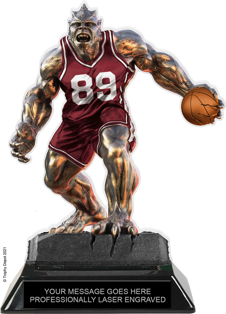 Beast Basketball Choose Your Number Acrylic Trophy - 7 inch Maroon [TACR7-BST-BK-MRN-Q]