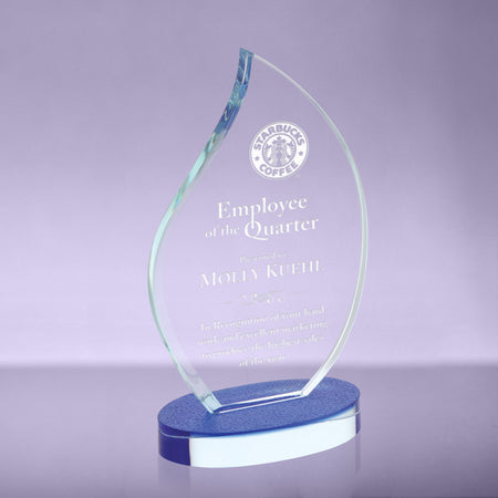 Cardiff Flame Crystal with Textured Blue Base - 9.5 inch [CPCFL-9]