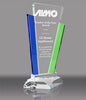 Crystal Marquee Award with Blue & Green Uprights - 9 inch [CF1-9-BLGN-X]