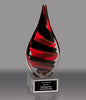 Teardrop Shaped Black & Red Helix Art Glass [AGT285-8]