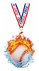 Baseball Fire & Water Colorix-M Acrylic Medal [MACR5-FW-BS-Q]