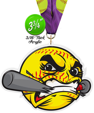Softball Krunch Colorix-M Acrylic Medal [MACR375-KRCH-SB-Q]
