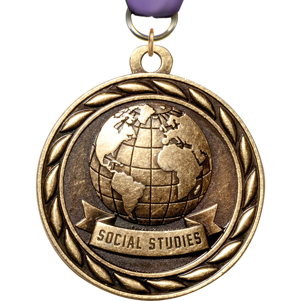 2" Social Studies Scholastic Medal- Gold [MM3KN2-SS]