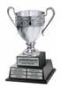 Silver-Plated Italian Metal Perpetual Trophy Cup on Twin Tier Sold Wood Base 21