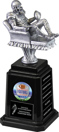 Silver Finish Armchair Fantasy Football Sculpture on Quad-Tower Base [TACi11-FFB-S]