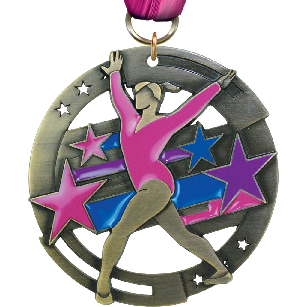 2.75" Gymnastics (F) Dimensional Color Medal [M3EM-GF]