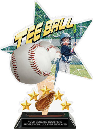 Tee Ball Shattered Star Colorix Acrylic Trophy- 10 inch [TACR10-STR-TEEBL-Q]
