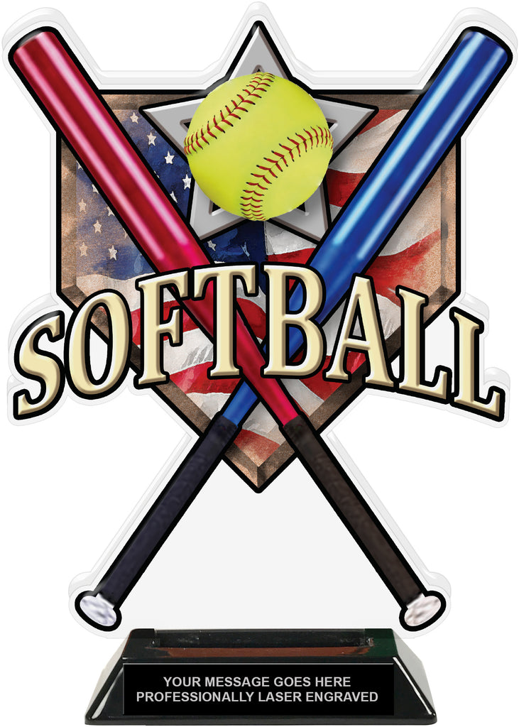 Softball Home Plate Colorix Acrylic Trophy- 10 inch [TACR10-HP-SB-Q]
