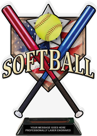 Softball Home Plate Colorix Acrylic Trophy- 10 inch [TACR10-HP-SB-Q]