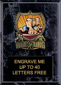 Wrestling Sport Shield Plaque [PSHLD57-WS-5-x-7]