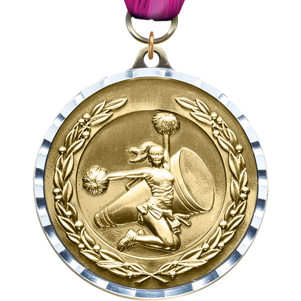 2" Cheer Diecast Medal with Diamond Cut Border [MM2DC-CH]
