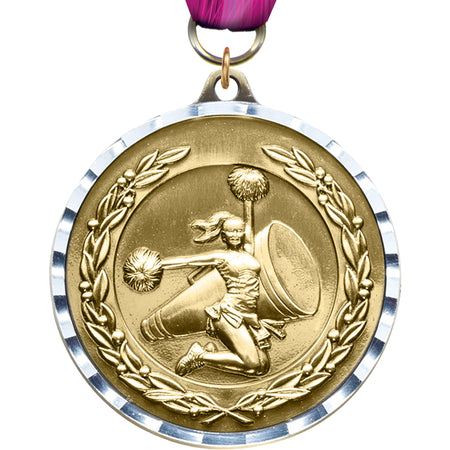 2" Cheer Diecast Medal with Diamond Cut Border [MM2DC-CH]
