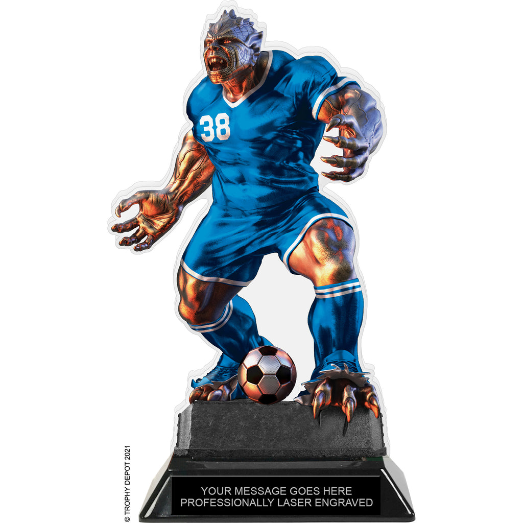 Beast Soccer Choose Your Number Acrylic Trophy - 8.5 inch Blue [TACR85-BST-SC-BLU-Q]