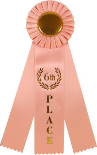 6th Place Triple Streamer Rosette Ribbon [R10R3-6TH]
